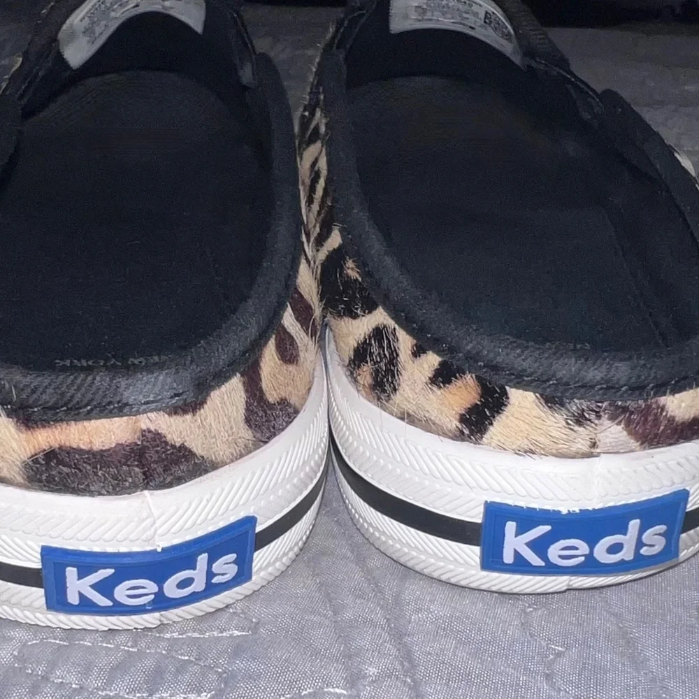 Keds x Kate Spade Double Decker Leopard Calf Hair Mules Size 6.5